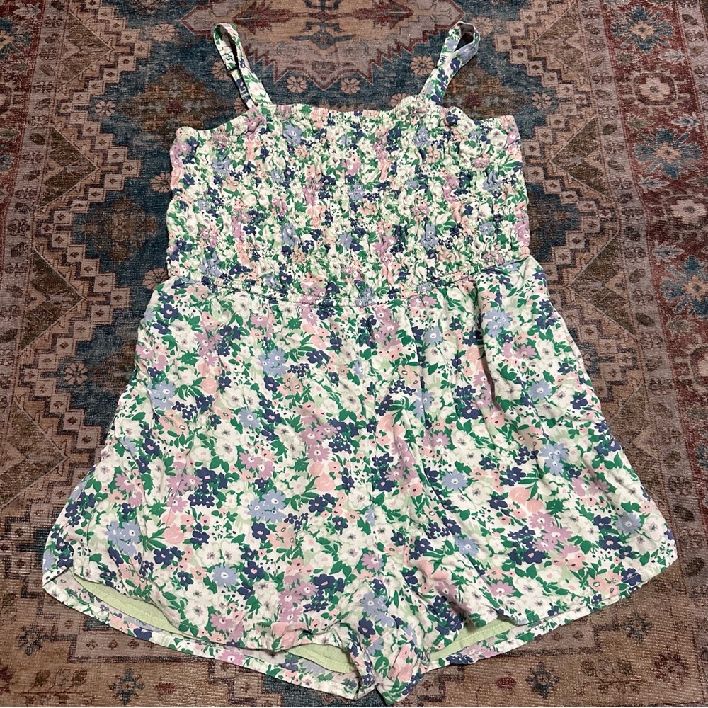 Abercrombie Kids• Green and Purple Floral Romper Size 15-16 - Picture 3 of 8
